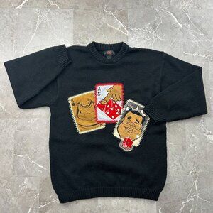 Vintage Fat Albert Knit Sweater Mens Large Crewneck Pullover Black Embroidered